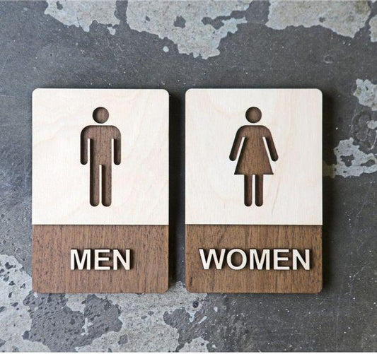 Men Women  Tuvalet 2'li Tabela  Banyo Otel ve Restoranlar 23 x 15cm