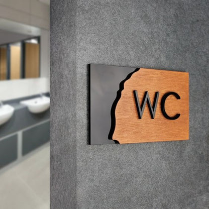 Wc Bay Bayan Tuvalet Kapı Duvar Tabelası Ahşap Uyarı İşareti Yapışkanlı 30 x 11 cm