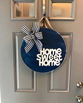 Kapı Süsü Home Sweet home Çelenk Mavi