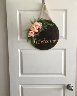 Çiçekli Kapı süsü Welcome Hoşgeldin Çelenk