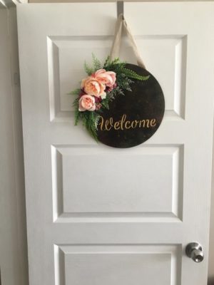 Çiçekli Kapı süsü Welcome Hoşgeldin Çelenk